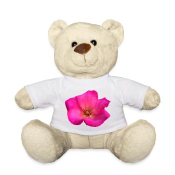 Hyper-realistic fuschia pink hand-drawn with a marker - Teddy Bear - white - Front