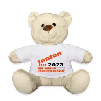 Tonton En 2023 Veuillez Patienter - Nounours - blanc - Devant