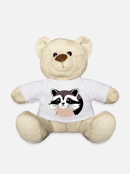 Ratons laveurs Mignon Dessin Animé Raton laveur 20 - Nounours - blanc