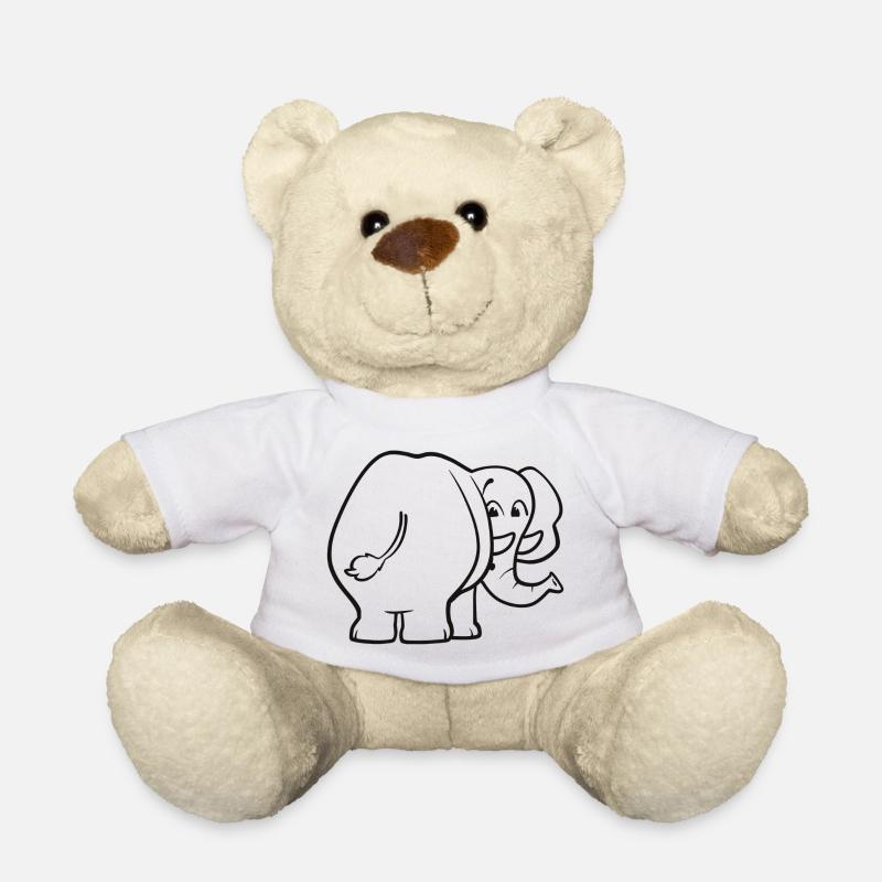 Elefant von hinten - überrascht, erschrocken, oops - Teddy - Weiß