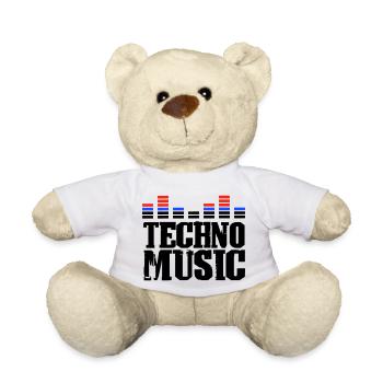 Techno Music - Teddy Bear - white - Front
