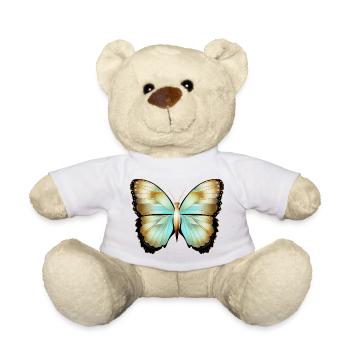 hand-drawn gold shimmering butterfly - Teddy Bear - white - Front