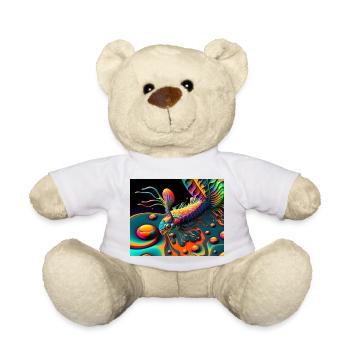 Psychadelic Paleontologic Shrimp Dinosaur Trippy - Teddy Bear - white - Front
