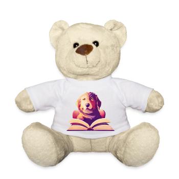 Dog owner read book Terrier dog books dogs - Teddy Bear - white - Front