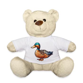 A colorful and feathered colorful duck. - Teddy Bear - white - Front