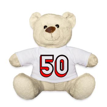 50 ANS. 50e ANNIVERSAIRE. ANNIVERSAIRE 50 ANS. 50 - Nounours - blanc - Devant