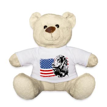 Cocker Spaniel Amerika Fahne Hunde Wilsigns - Teddy - Weiß - Vorne