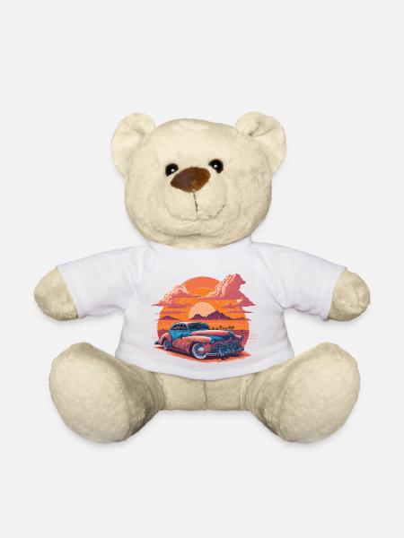 Vibrant sunset in the desert - Teddy Bear - white