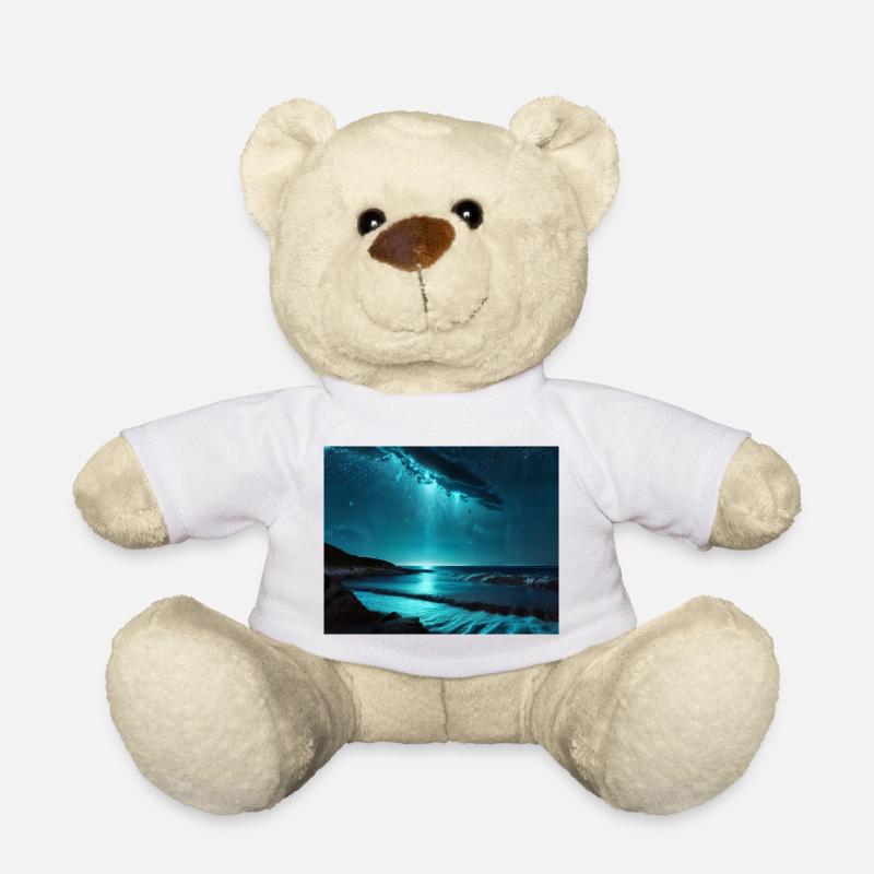 Water Night Blue Light Play Sea - Teddy Bear - white