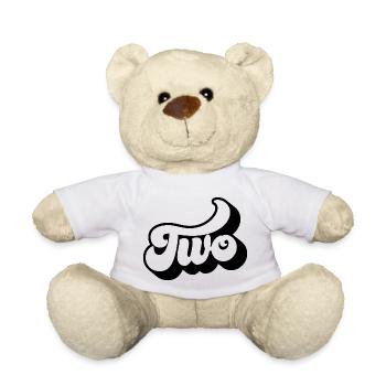 Deux enfants 2e anniversaire garçons filles 2 ans - Nounours - blanc - Devant