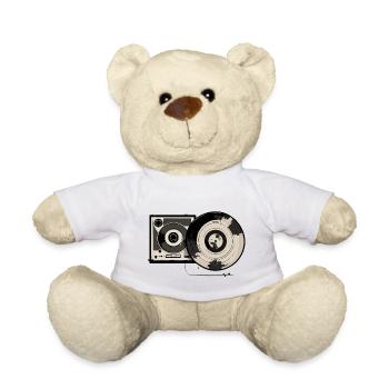 Tourne-disque rétro - Nounours - blanc - Devant