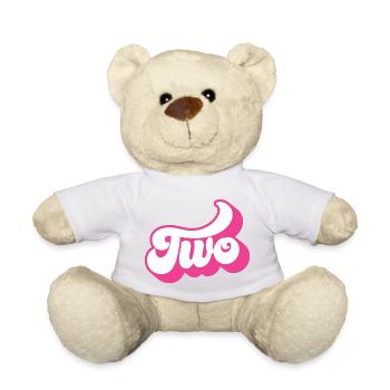 Two 2nd Birthday For Girls 2 Years Old - Teddy Bear - white - Front