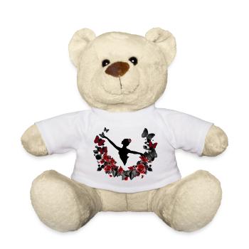 Ballerina Silhouette mit Eukalyptus & roten Rosen - Teddy - Weiß - Vorne