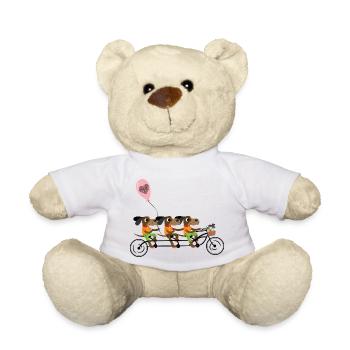 Dogs ride bicycles - Teddy Bear - white - Front