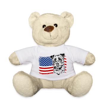 Jack Russell Terrier America Flag Dogs Wilsigns - Teddy Bear - white - Front
