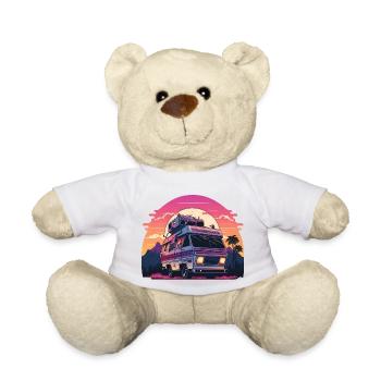 Synthwave Camper coucher de soleil - Nounours - blanc - Devant