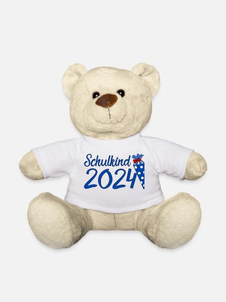 Schulkind 2024 blau - Teddy - Weiß