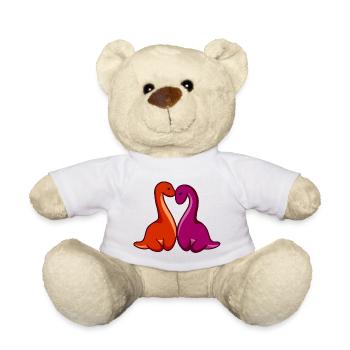 hugadino lesbisches Paar, süßer Dinosaurier, Dino - Teddy - Weiß - Vorne