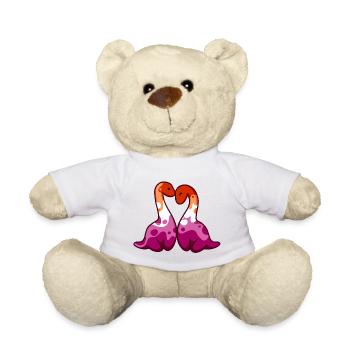 Couple lesbien hugadino, dinosaure mignon, Dino - Nounours - blanc - Devant