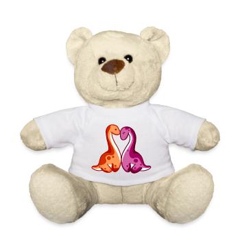 hugadino lesbian couple, cute dinosaur, dino - Teddy Bear - white - Front