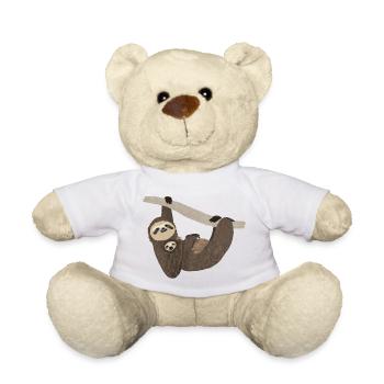 Faultier mit Baby, Handzeichnung - Teddy - Weiß - Vorne