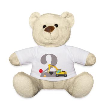 2e anniversaire pelleteuse - Nounours - blanc - Devant