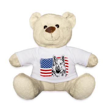 Weisser Schweizer Schäferhund Amerika Fahne Hunde - Teddy - Weiß - Vorne