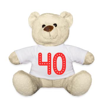 40. 40 ANS. 40e ANNIVERSAIRE. ANNIVERSAIRE 40 ANS. - Nounours - blanc - Devant