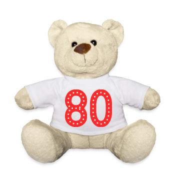 80. 80 ANS. 80e ANNIVERSAIRE. ANNIVERSAIRE 80 ANS. - Nounours - blanc - Devant