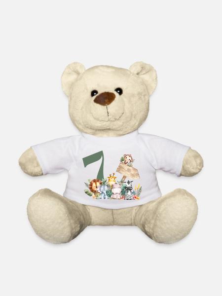 7e anniversaire personnalisé safari - Nounours - blanc