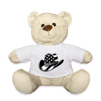 Chapeau de cowboy rodéo | Street Art Drapeau Américain - Nounours - blanc - Devant