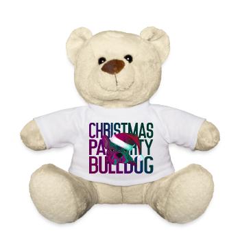 Weihnachten Bulldogge: Weihnachtsmütze X-mas Party - Teddy - Weiß - Vorne