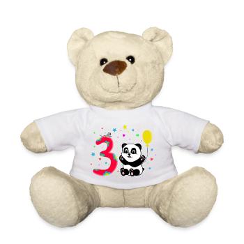 Dritter Geburtstag 3. Jahre Panda süßes Geschenk - Teddy - Weiß - Vorne