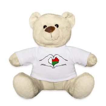 Drapeau de Madagascar en forme de coeur - Nounours - blanc - Devant