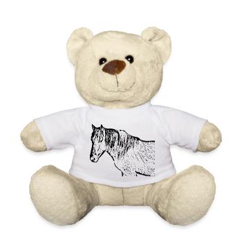 Pferde T-shirt Geschenk Reiter  - Teddy - Weiß - Vorne
