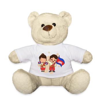 Temple du Cambodge Khmer Vintage drapeau je cadeau - Nounours - blanc - Devant