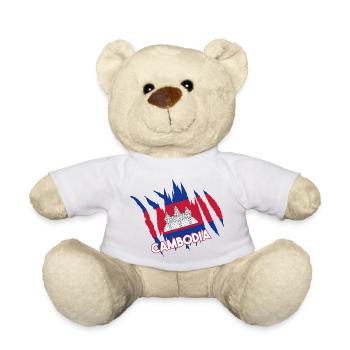 Temple du Cambodge Khmer Vintage drapeau je cadeau - Nounours - blanc - Devant