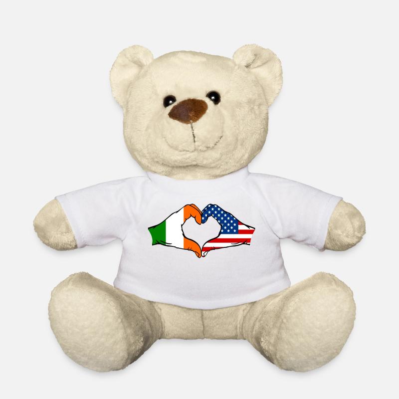 Irland USA Herzform mit Hände - Teddy - Weiß