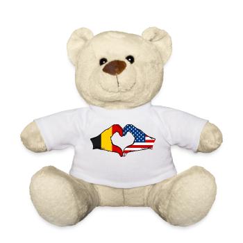 Belgium USA heart shape with hands - Teddy Bear - white - Front