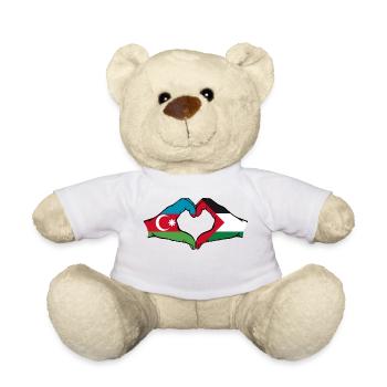Azerbaijan Palestine heart shape with hands - Teddy Bear - white - Front