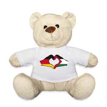 Germany Palestine heart shape with hands - Teddy Bear - white - Front