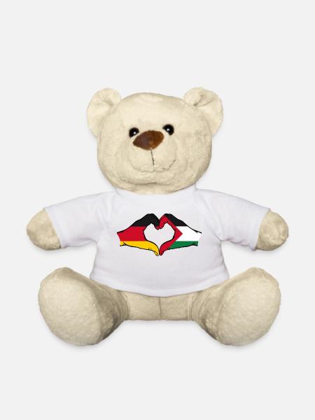 Deutschland Palästina Herzform mit Hände - Teddy - Weiß