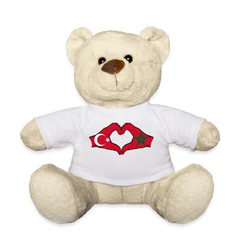 Forme de coeur Türkiye Maroc avec mains - Nounours - blanc - Devant