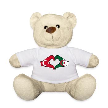 Turkey Algeria Flag Heart Shape with Hands - Teddy Bear - white - Front