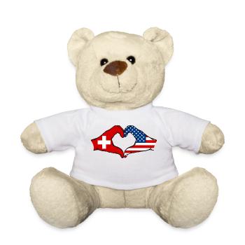 Switzerland USA heart shape with hands - Teddy Bear - white - Front