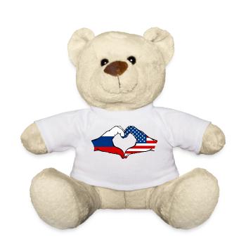 Russia USA heart shape with hands - Teddy Bear - white - Front