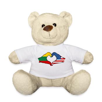 Lithuania USA heart shape with hands - Teddy Bear - white - Front