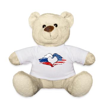 Forme de coeur Russie USA avec mains utilisées - Nounours - blanc - Devant