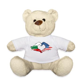 Bulgaria USA heart shape with hands used - Teddy Bear - white - Front