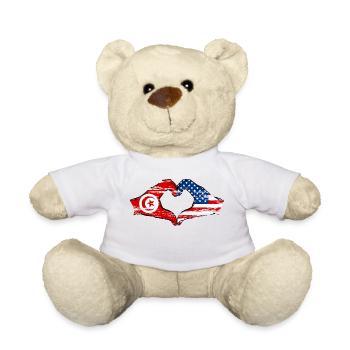 Tunisia USA heart shape with hands used - Teddy Bear - white - Front